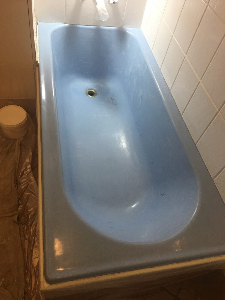 Classic blue cast-iron bath