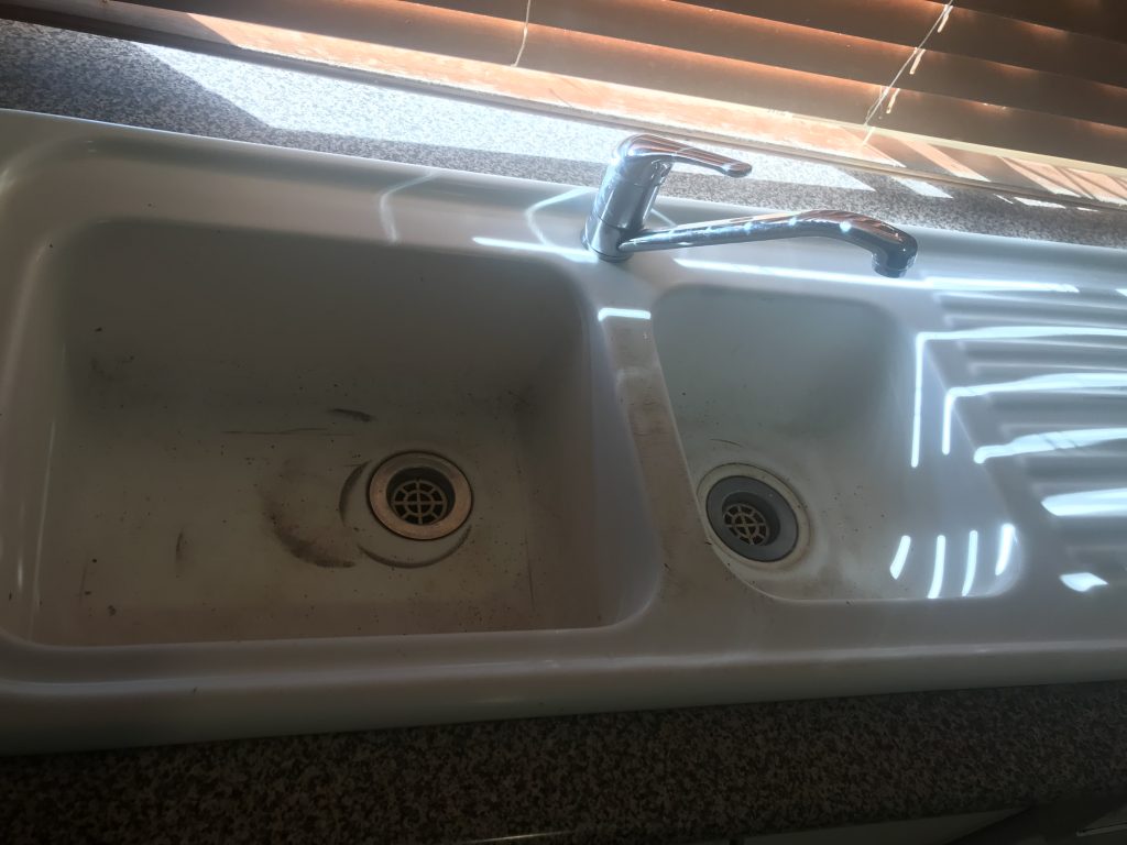 Burnt kitchen sink